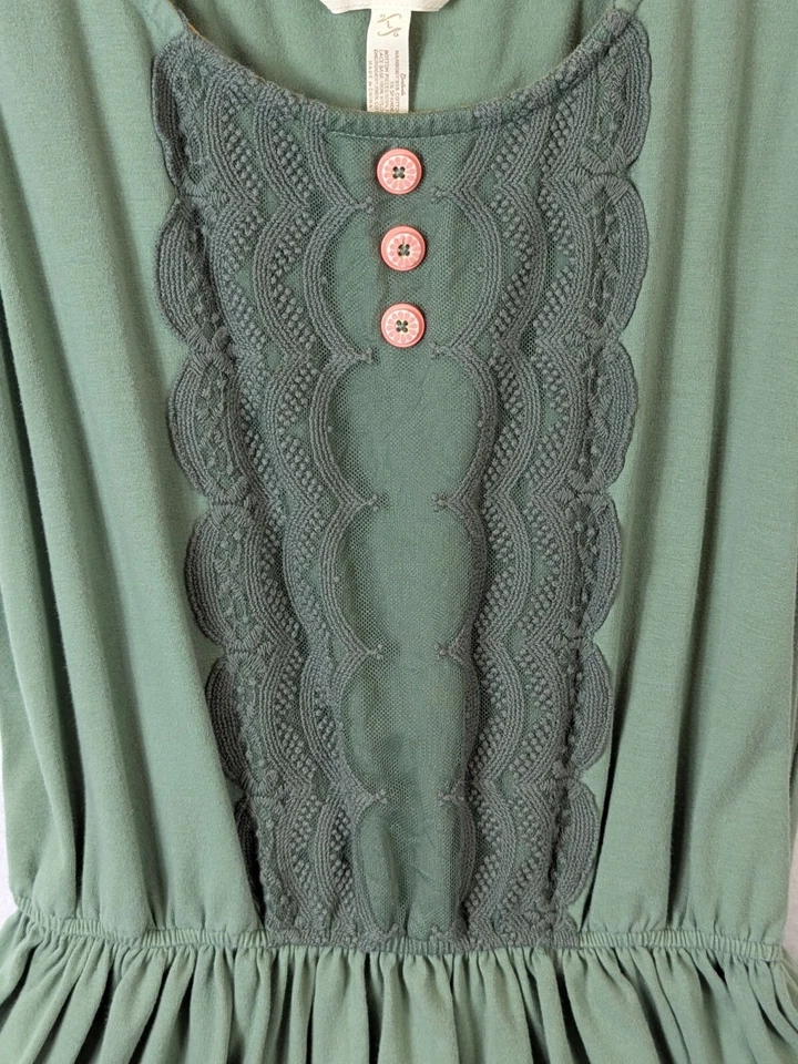 MATILDA JANE Girl Size L Light Rising Sage Green Sleeveless Lace Twirl Dress - Image 4 of 4