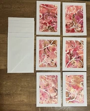 Handmade Painted Blank Note Cards - Set Of (6) 5x7 With Envelopes.