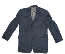 Hart Schaffner Marx Mens Dark Navy 3 Button Herringbone Sport Coat Blazer 42L