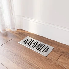 Naiture Louvered Floor Register, Mission Style Stainless Steel with Lever