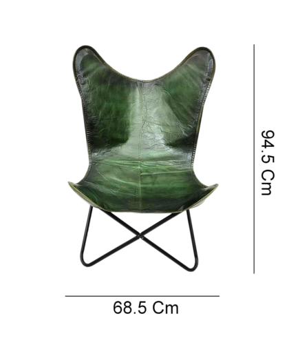 Silla De Mariposa Plegable De Cuero Verde Natural Vintage Buffalo - Imagen 5 de 6