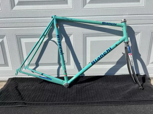 Bianchi Reparto Corsa Columbus Thron vintage frameset 57 New Celeste Green