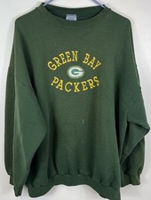 Vtg Green Bay Packers NFL Green Crewneck Sweatshirt 2XL Logo 7 Worn Distressed