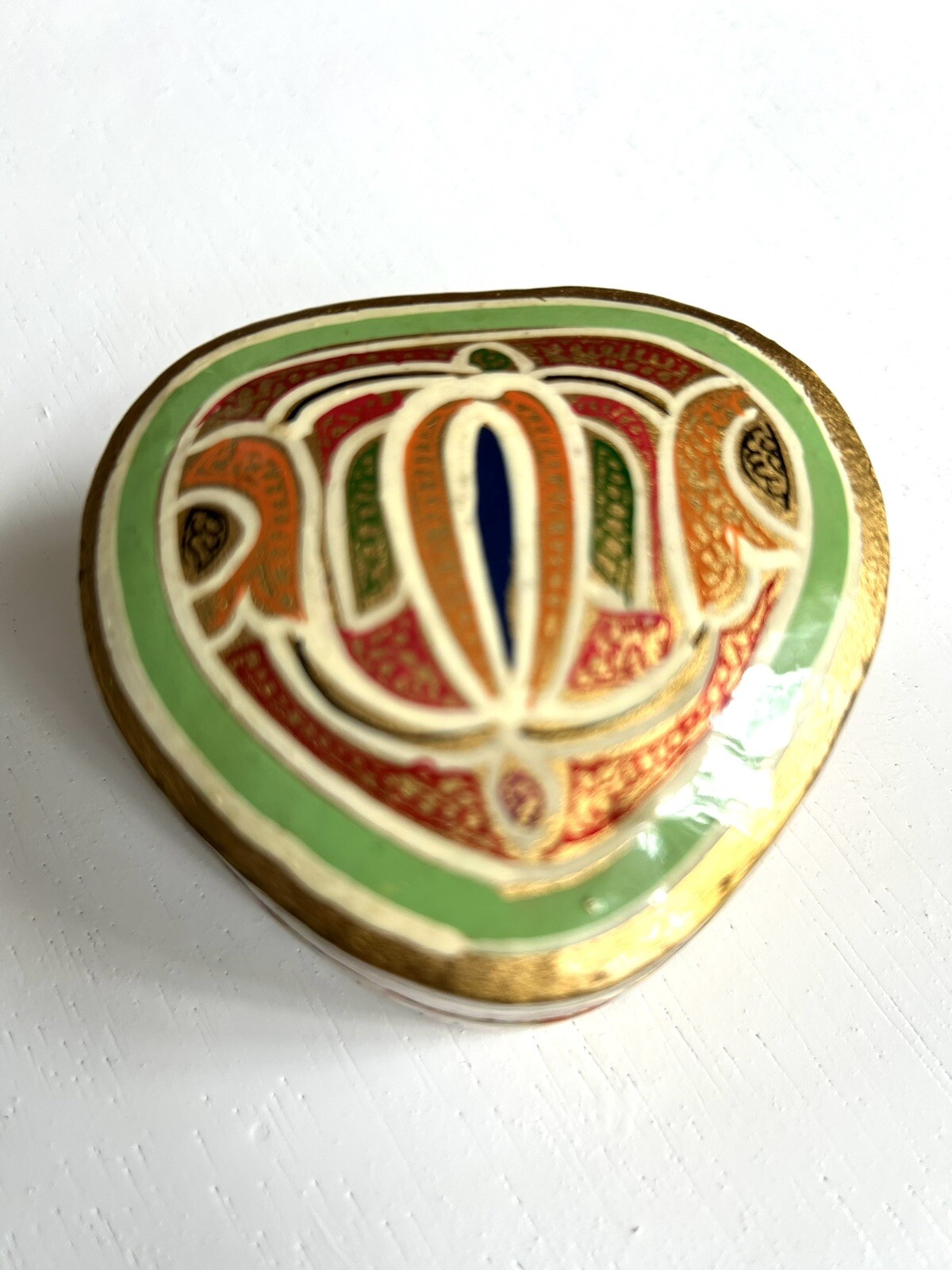 Handcrafted Kashmiri Paper Jewelry Box in Elegant Heart Shape with Artisan Paintwork  -image