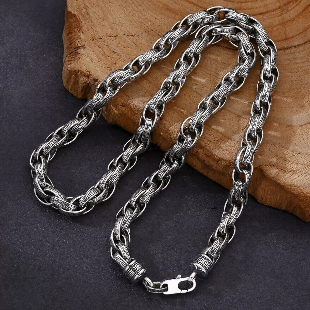 Solid 925 Sterling Silver Chain Men Pattern Oval Hinge Twist Solid 925 Sterling Silver Chain Men Pattern Oval Hinge Twist