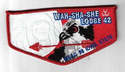 OA 42 Wah-Sha-She 98 NOAC Flap RED Bdr. Iowa State [PAT-2226]