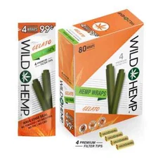 Wild H. Organic Wrap Rolling Paper Gelato Full Box 20 Pouches / 4 per Pack