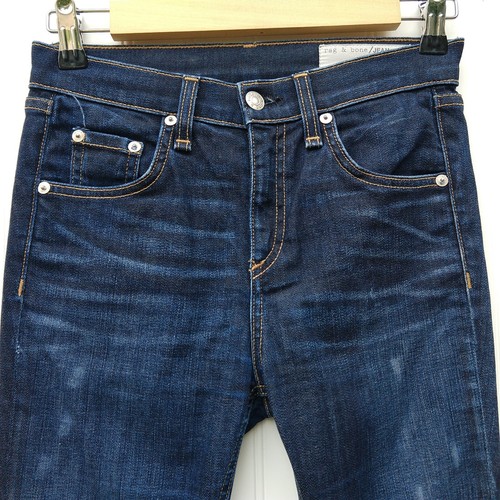 Rag & Bone 10 Inch Skinny Jeans Size 24 Denim Distressed Kensington Dark Blue - Picture 2 of 11