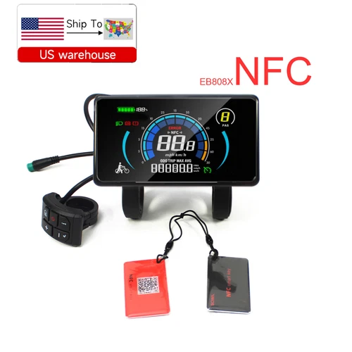 E-Bike 24/-72V 4inch Colour LCD Display Power Speed Meter PAS Gear Control w/NFC