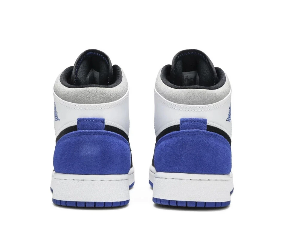 Size 3.5 - Jordan Air 1 Mid SE White/Black/Light Solar Flare Heather/Hyper Royal - Image 2 of 4