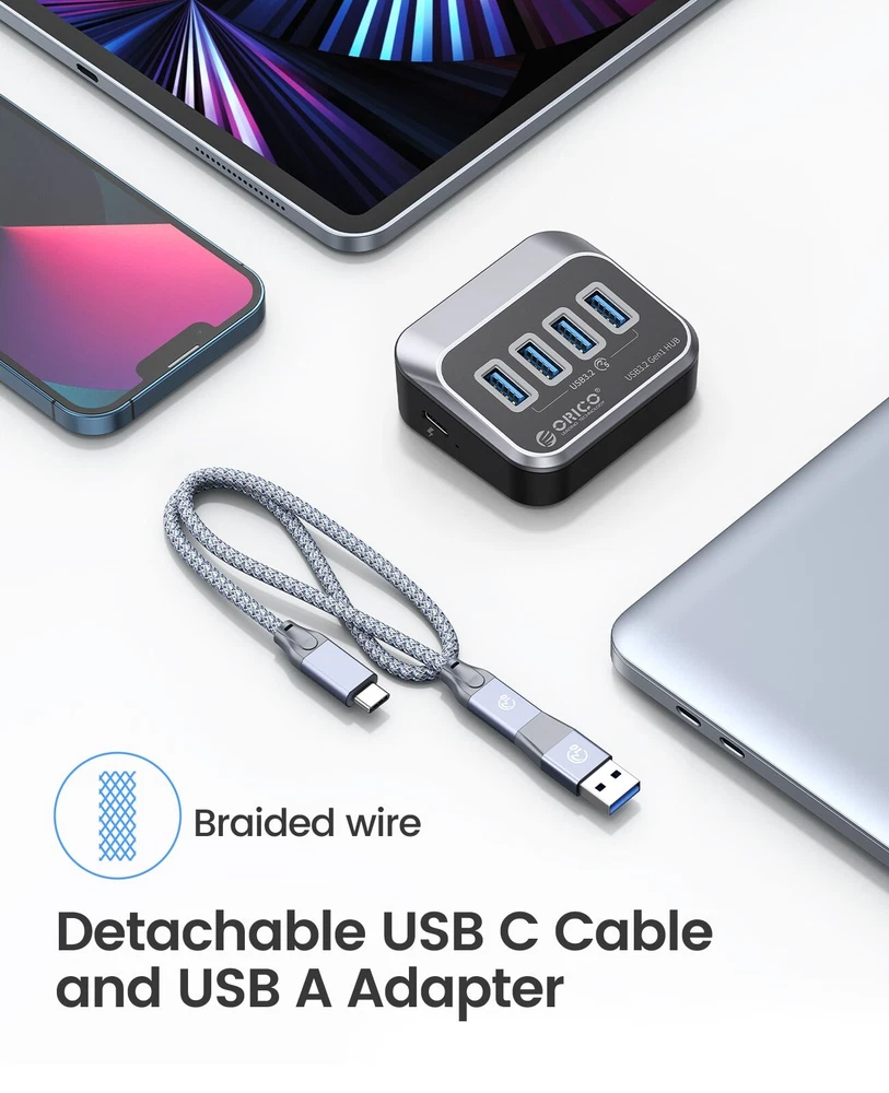 ORICO 7-Port USB 3.0 Hub with Type-C 5Gbps Data Transfer  