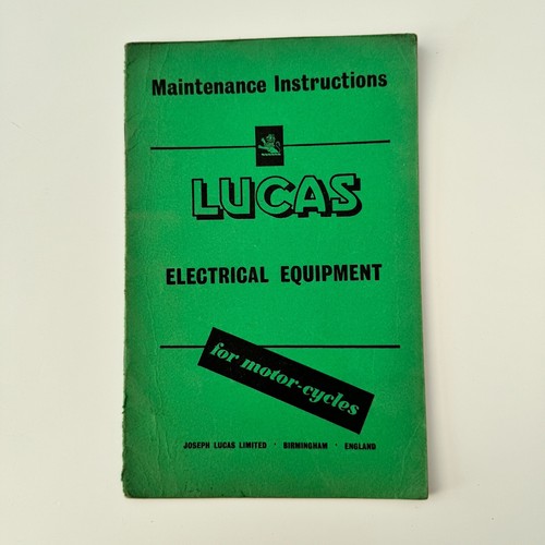 Vintage Lucas Electrical Equipment Maintenance Instructions For Motorcycles
