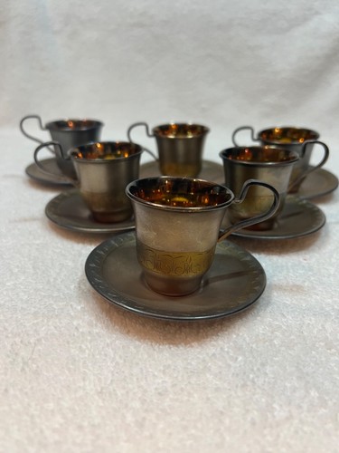 Vintage Russian USSR Melchior by Mstra 6 miniature coffee cups with saucers - Picture 2 of 9