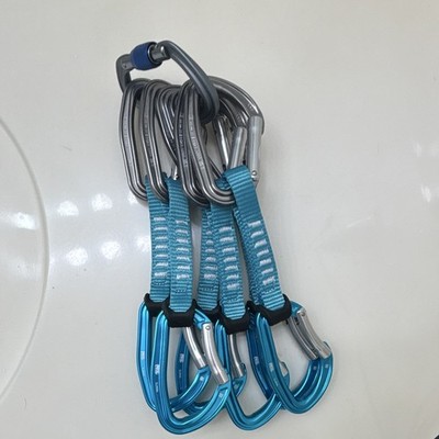 Petzl Djinn Quickdraw Set of 6 Large Aluminum D Shape Carabiners Blue/Grey