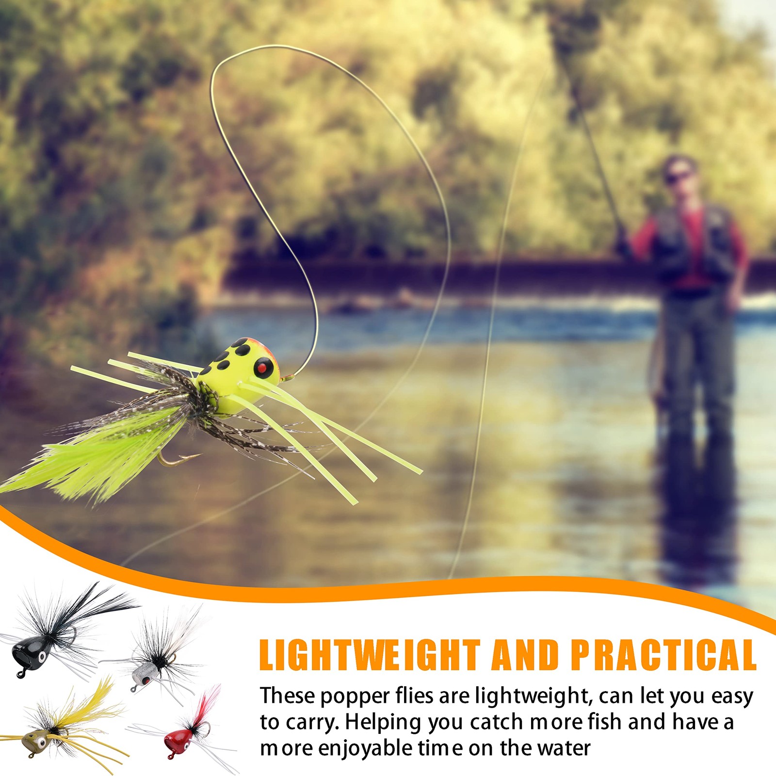 Fly Fishing Poppers Kit- 12pcs Fly Fishing Dry Flies Topwater Fishing Lures B... - Image 9