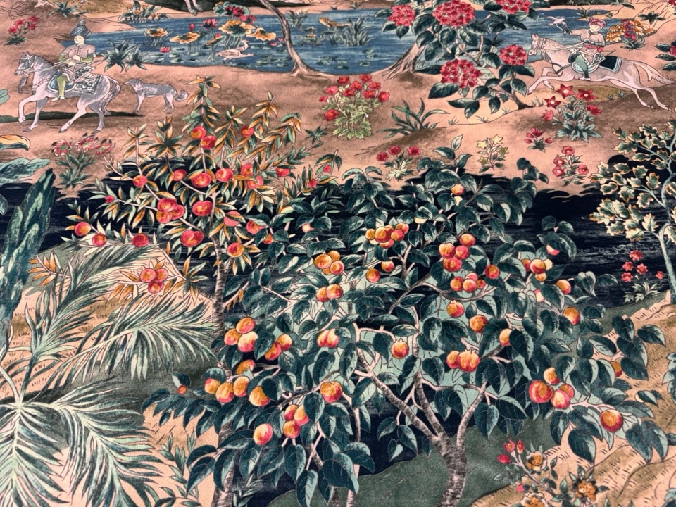 GP & J Baker Scenic Velvet Print Fabric- Ramayana Velvet / Emerald Sand 1.65 yds - Image 4 of 4