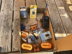 Box Of Lights And Wiring Pieces for a trailer 