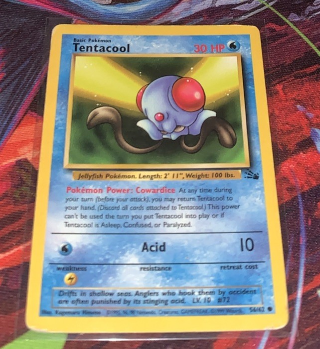 Tentacool - Fossil Set - 56/62 - Common - Pokemon Card - Unlimited Edition MP
