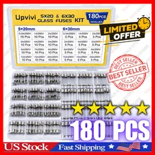 Fast Blow Glass Fuse Assortment Kit, 24 Values Glass Fuses 250V 5x20mm 0.5A NEW*