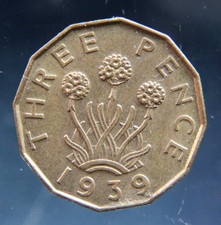 Great Britain,3 Three Pence 1939 Brass coin