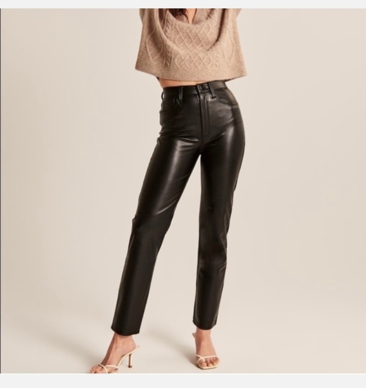 Abercrombie & Fitch The Ankle Straight Ultra High Rise Faux Leather Pants