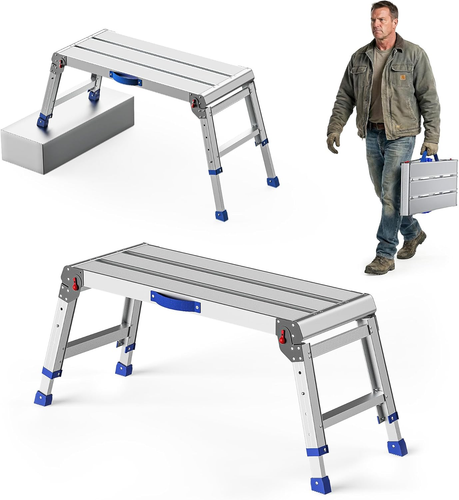 Klappbare Arbeitsbühne für Erwachsene, Aluminium klappbarer Tritthocker höhenverstellbar - Bild 8 von 15