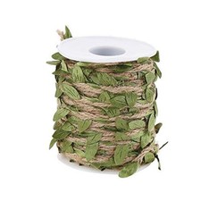 Natural Jute Twine, Creative Burlap Leaf Ribbon 5MM with Artificial 66ft Green