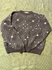 Brown And White Fun Grandpa Sweater