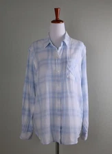 ANTHROPOLOGIE $178 Rails Charli Linen Blend Shirt Top Corsica Plaid Size Medium