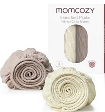 Momcozy Extra Soft Muslin Fitted Bassinet Sheet 2 Pack Size Small Cream Blush