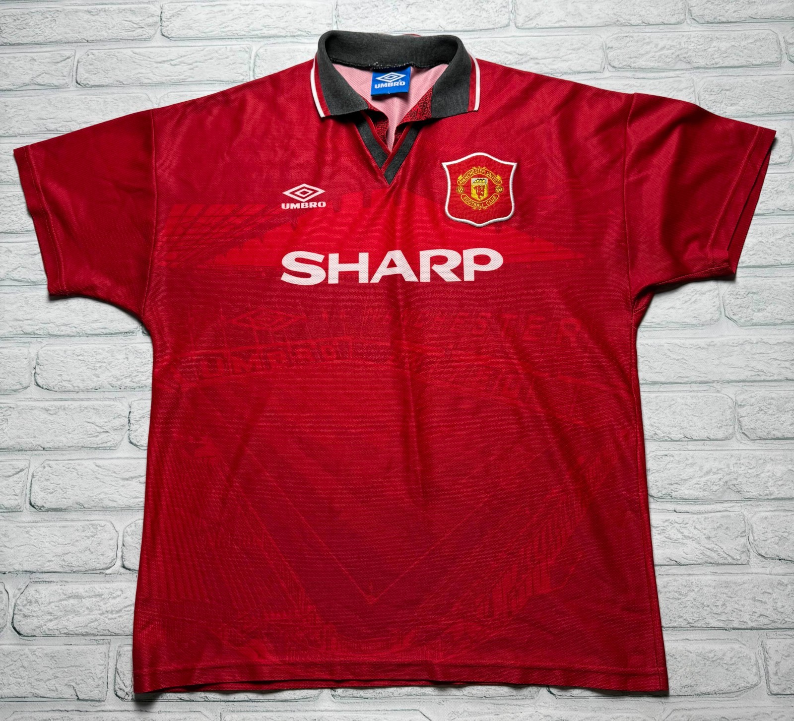 Umbro Vintage 90s Umbro Manchester United SIZE L Sharp Soccer Jersey 1994/1996