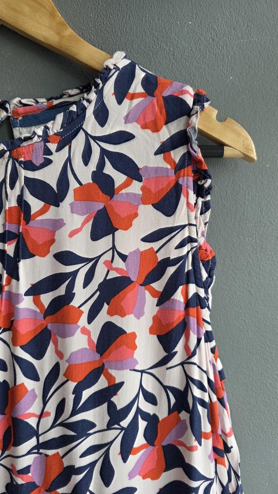Brakeburn Navy Red Floral Viscose Tiered Midi Dress Size 10 Sleeveless Summer image 3