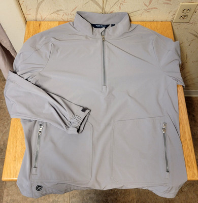 Peter Millar Men's Crown Crafted Quest Half Zip Gale Gray Jacket Pullover Size M