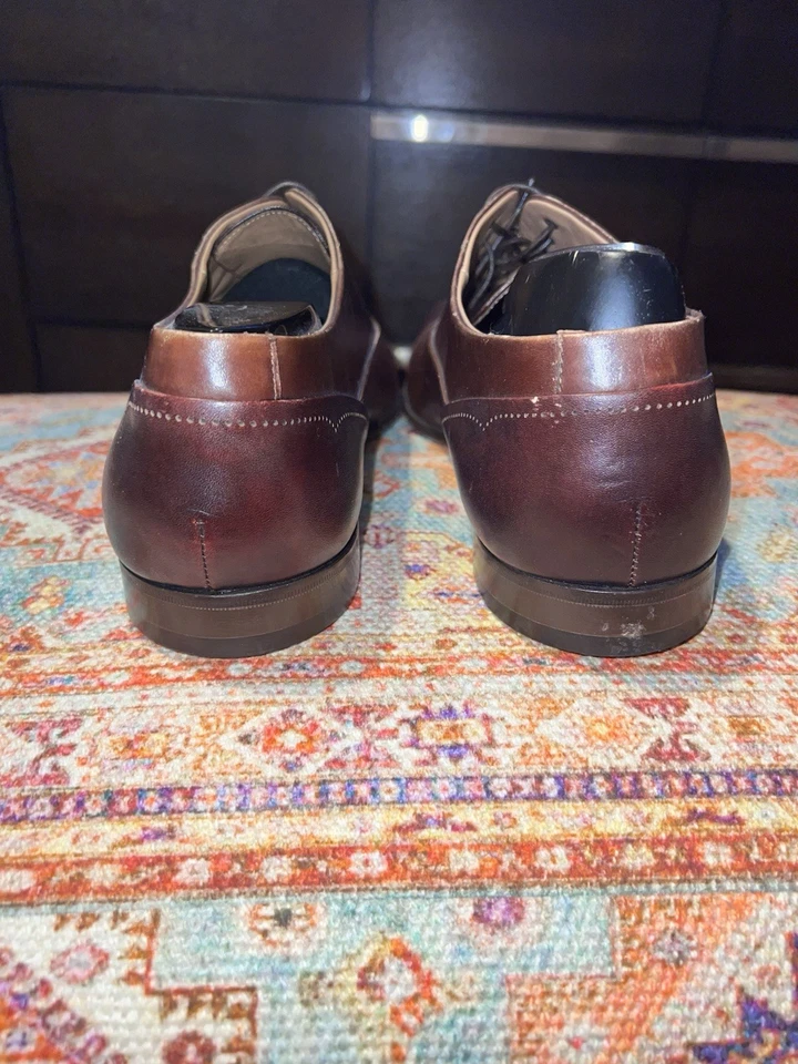 Мужские оксфорды Hugo Boss 9,5 D с закрытым носком коричневые кожаные туфли Испания сделано в Италии - Изображение 2 из 4