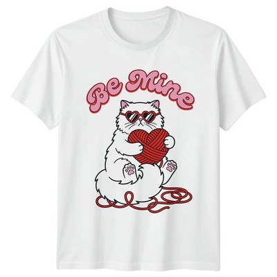Be Mine Damen T-Shirt Retro Katze Garn Haustierliebhaber Valentinstag Geschenk für sie