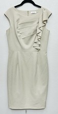 Calvin Klein Sheath Dress Size 6 Beige Sleeveless Wedding Guest Career Office