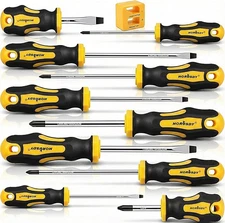 11-Pieces Magnetic Screwdriver Set 5 Phillips 5 Flat Head Tips Magnetizer Tool