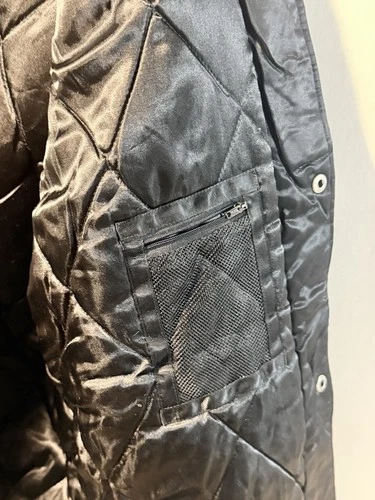 FUBU Athletics Men’s Black Satin Snap Bomber Jacket Quilted Lined NYC 05 Medium  image 8