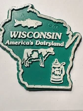 Vintage Rubber State Fridge Magnet WISCONSIN AMERICAS DAIRYLAND
