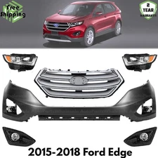 Front Bumper Cover Fascia & Grille Assembly Kit For 2015-2018 Ford Edge
