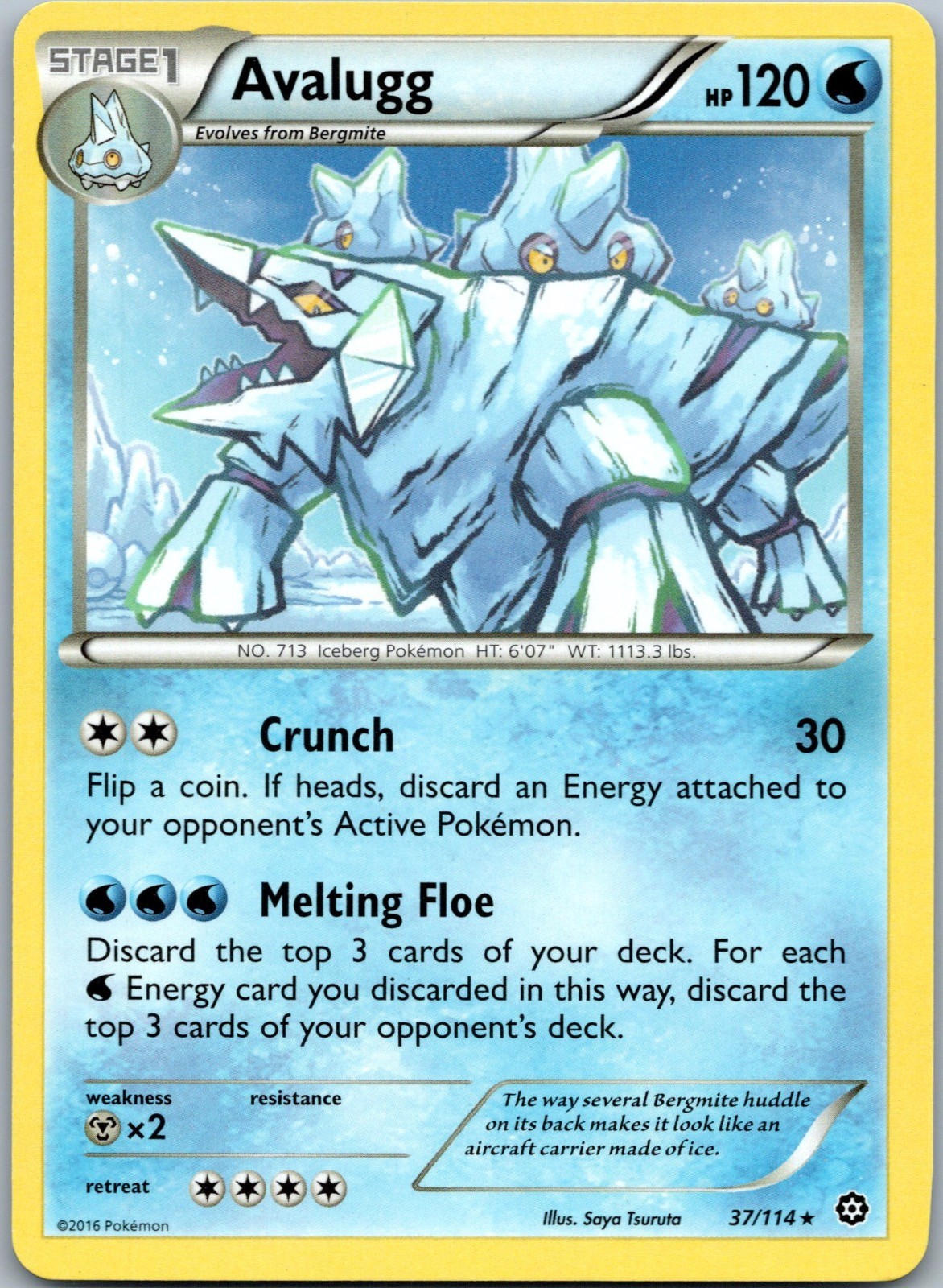 Avalugg 37/114 Rare Steam Siege Pokemon Lightly Played