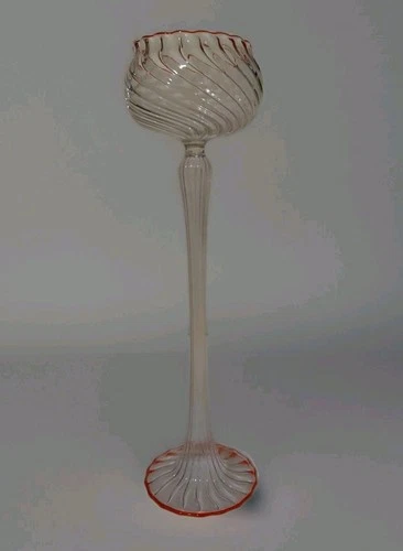 Vintage MURANO Venetian ITALIAN Glass Renata Gandini HAND BLOWN Red Bulb Vase