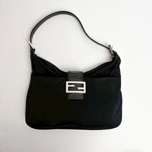 FENDI Mamma Baguette Jersey FF Hardware Handbag, Used