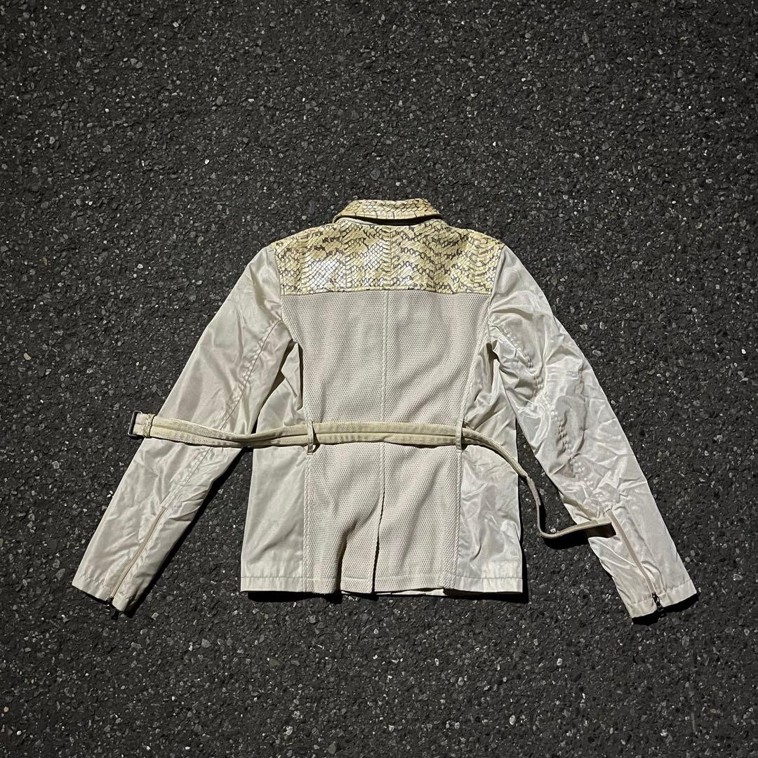 PRADA Nylon Jacket White Python-Detail Belted Out… - image 9