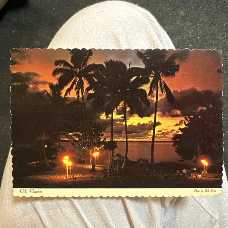 Hawaii Tiki Torches Vintage Postcard Continental