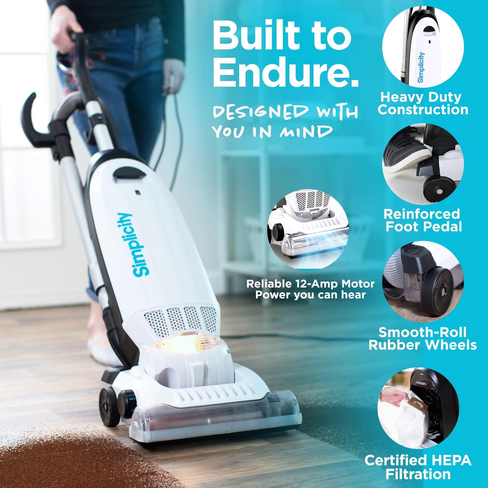Allergy Bagged Vacuum Cleaners for Home, Carpet, Rugs, and Hardwood, Multi Su...