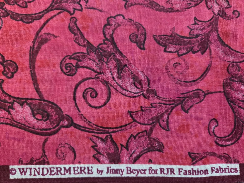 Jinny Beyer RJR Fabric Windermere Pink Floral Scroll 76" x 43" Cotton Quilting - Image 3 of 3