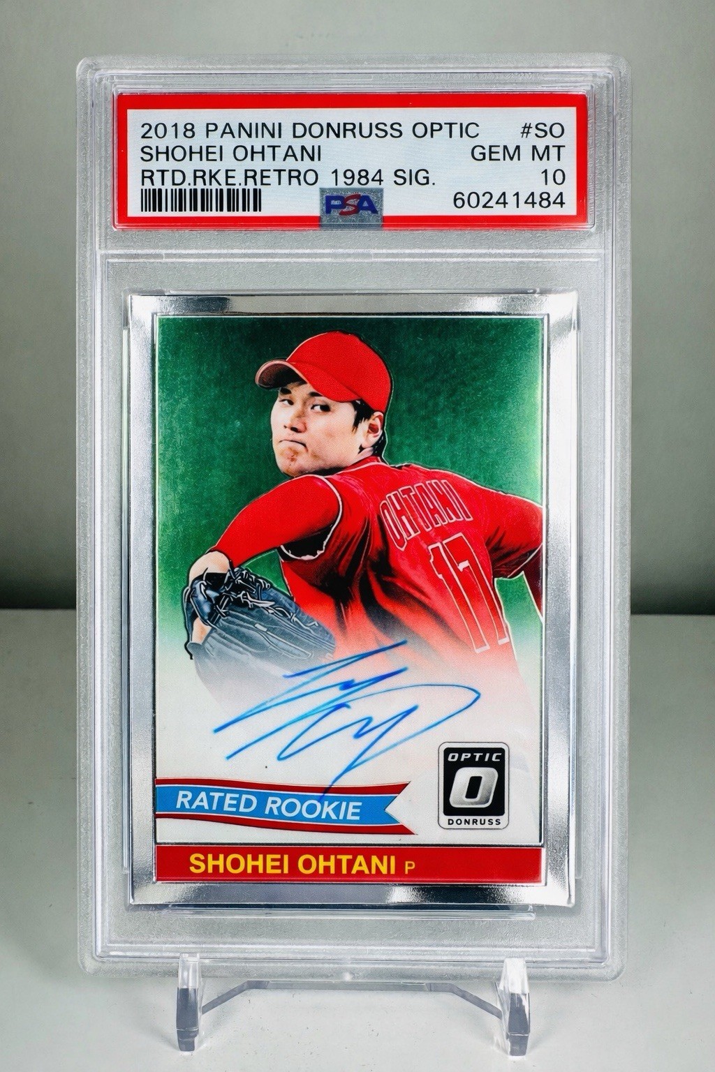 2018 Donruss Optic Shohei Ohtani Rated Rookie Auto Chrome Retro '84 PSA 10