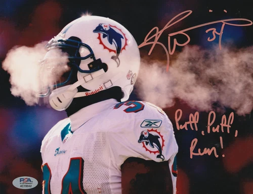 RICKY WILLIAMS MIAMI DOLPHINS  PUFF, PUFF, RUN!  PSA AUTHENTICATED SIGNED 8x10