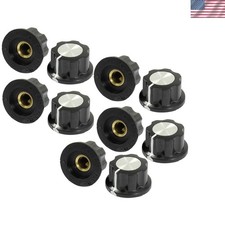 Silver Tone Top Rotary Knobs for 6 mm Dia. Shaft Potentiometer, 10 Piece, 19 ...